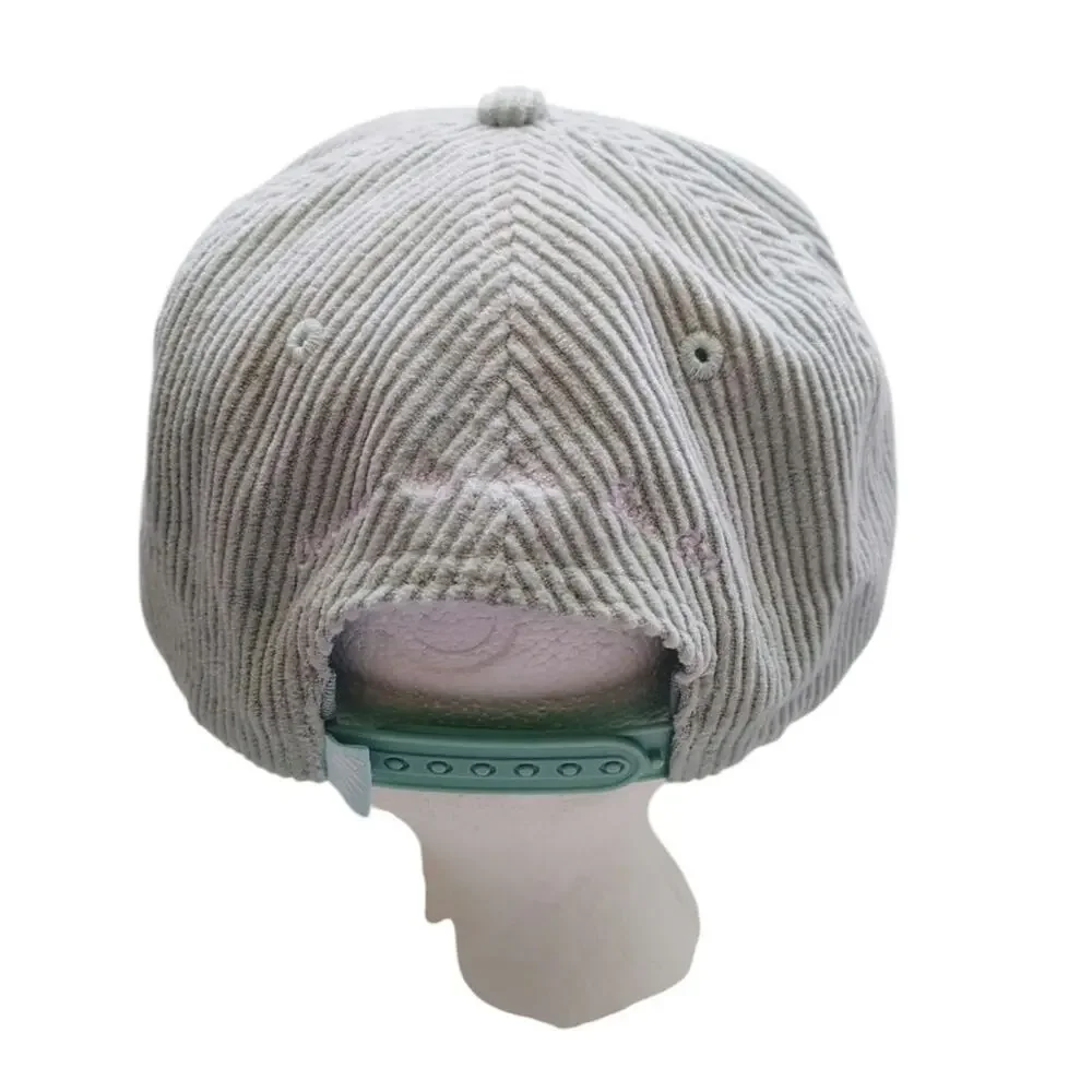 Vintage Y2K Corduroy “JEJU” Baseball Cap Mint Green Snapback Hat Casual Coastal